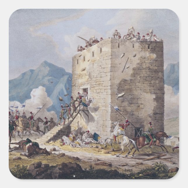 Adesivo Quadrado A resistência de quarenta rebeldes gregos (Frente)