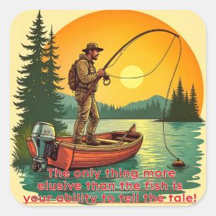 Adesivo Quadrado A retirada de um pescador