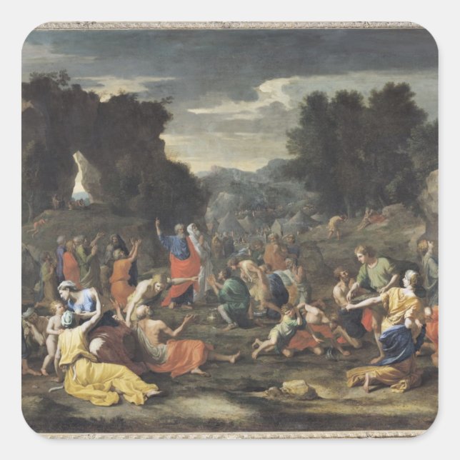 Adesivo Quadrado A reunião de Manna, c.1637-9 (Frente)