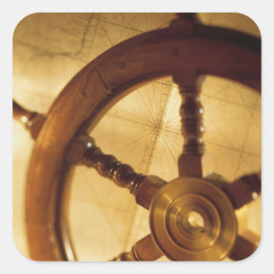 Adesivo Quadrado A roda e o mapa dos navios