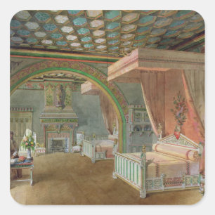 Adesivo Quadrado A sala cor-de-rosa no castelo de Roquetaillade