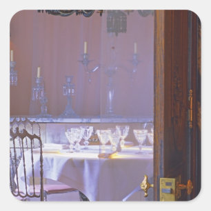Adesivo Quadrado A sala de jantar privada com o cristal preto
