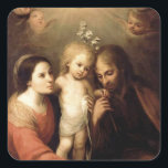Adesivo Quadrado A Santa Família Sacrada Família<br><div class="desc">Pintura de safra do artista espanhol Juan Simon Gutierrez (1634-1718). A imagem religiosa representa José,  Maria,  Jesus Bebê,  Cereus e Espírito Santo (como pomba). José está dando flores a Jesus.</div>