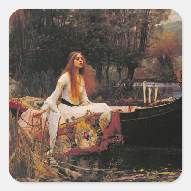 Adesivo Quadrado A Senhora de Shalott John William Waterhouse (Frente)