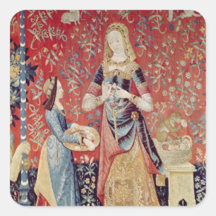 Adesivo Quadrado A Senhora e o Unicórnio: "Cheira"