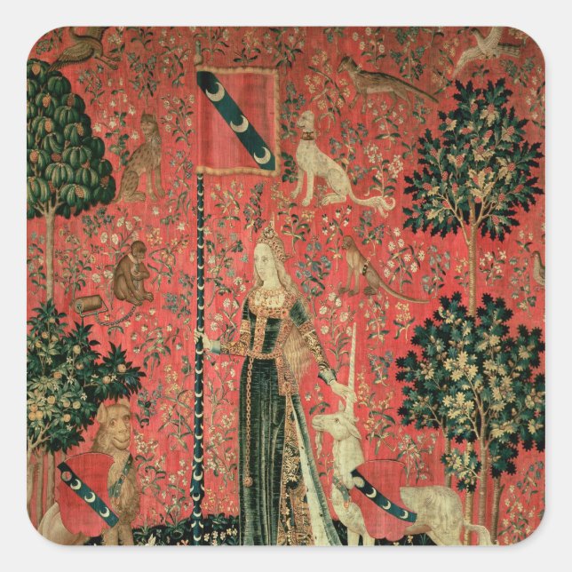 Adesivo Quadrado A Senhora e o Unicórnio: "Toque" (Frente)