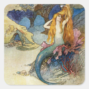 Adesivo Quadrado "A Sereia" por Warwick Goble