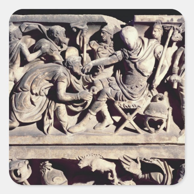 Adesivo Quadrado A submissão de um bárbaro a um romano (Frente)