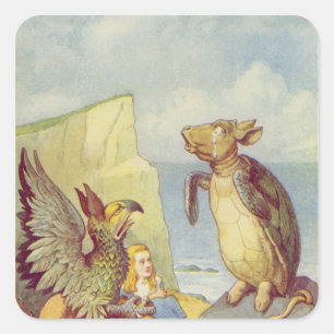 Adesivo Quadrado A tartaruga trocista e o Gryphon