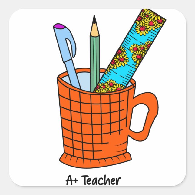 Adesivo Quadrado A+ Teacher Square Sticker | Apreciação de Professo (Frente)