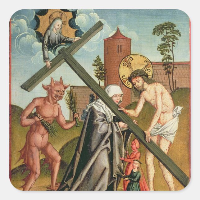 Adesivo Quadrado A tentação de um Santo (Frente)