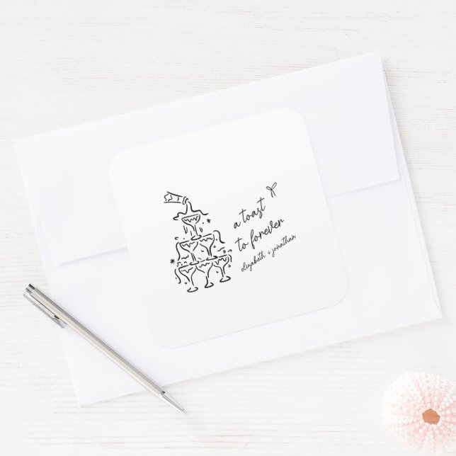 Adesivo Quadrado A Toast to Forever Wedding (Envelope)
