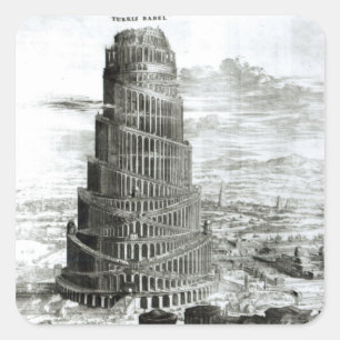 Adesivo Quadrado A torre de Babel, 1679