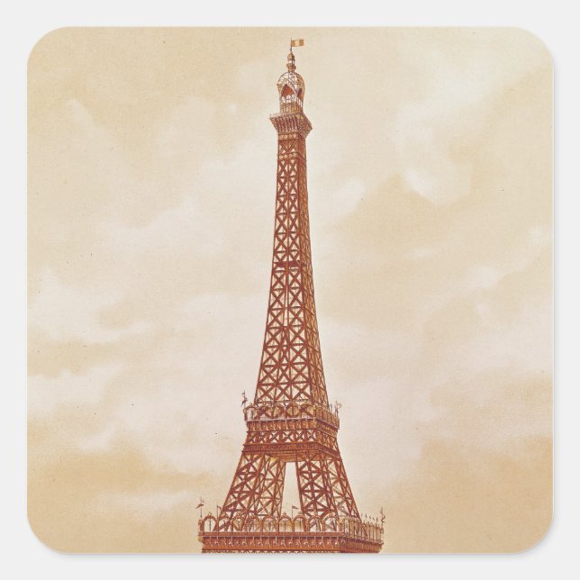 Adesivo Quadrado A Torre Eiffel, 1889 (Frente)