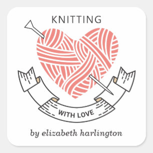Adesivo Quadrado A tricotar à mão. artesanato de crochê. tricô