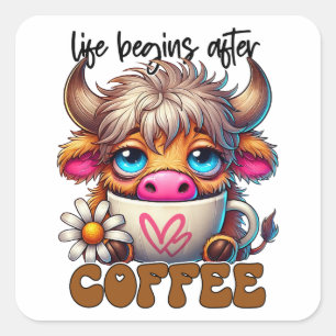 Adesivo Quadrado A Vida Começa Depois do Café 