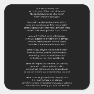 Adesivo Quadrado A vida é como um trem fugitivo