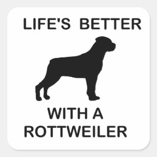 Adesivo Quadrado A vida é melhor com um rottweiler