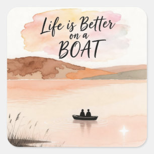 Adesivo Quadrado A vida é melhor num barco