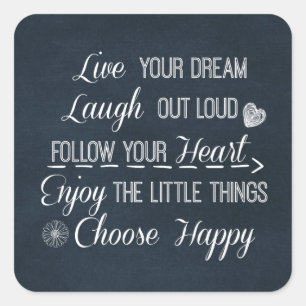 Adesivo Quadrado A vida feliz ordena afirmações das citações