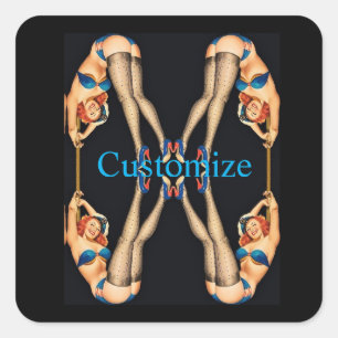 Adesivo Quadrado A Vintage Acrobatic Pinups Thunder_Cove