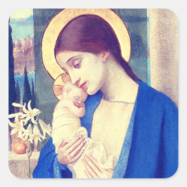 Adesivo Quadrado A Virgem Maria e o Menino Jesus Graça Renascentist