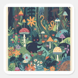Adesivo Quadrado A woodland scene square sticker