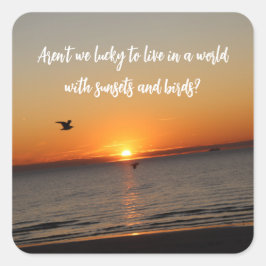 Adesivo Quadrado "A World With Sunsets and Birds"