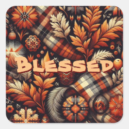 Adesivo Quadrado A Xadrez de outono deixa o padrão preto laranja