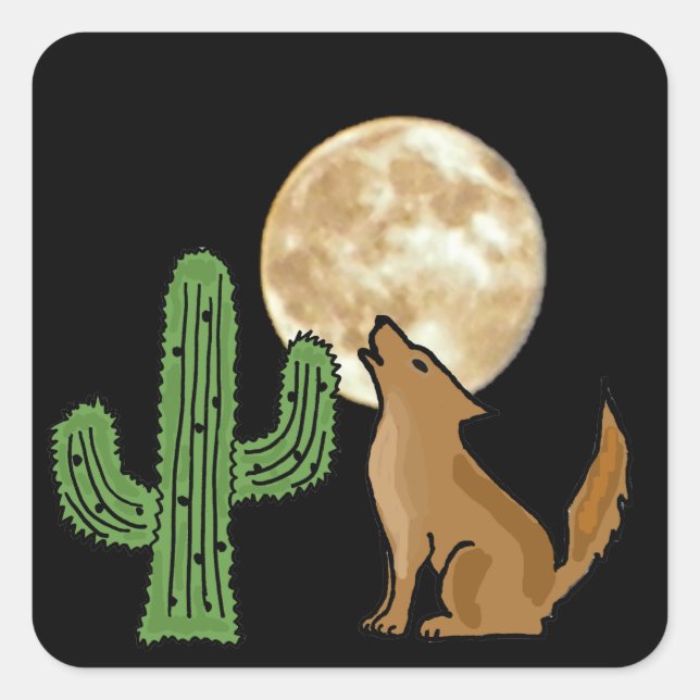 Adesivo Quadrado AB- Howling Coyote Stickers (Frente)