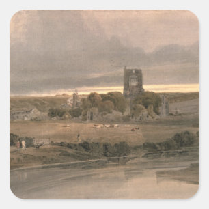 Adesivo Quadrado Abadia de Kirkstall, Yorkshire - noite