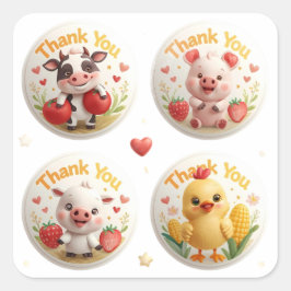 Adesivo Quadrado Abaixo na Fazenda - Bonitinho, obrigado, palitos