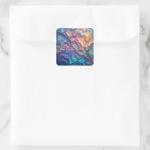 Adesivo Quadrado Abalone Swirls Coloridos Personalizados