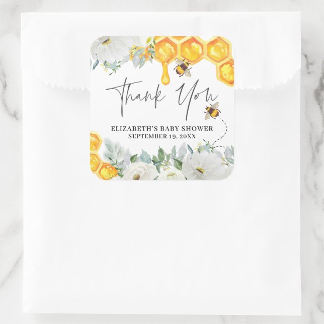 Adesivo Quadrado Abeja Bumble de Mel floral | Favor de Chuveiro de  (Bolsa)