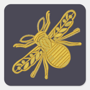 Adesivo Quadrado Abeja dourada real imitação de bordado