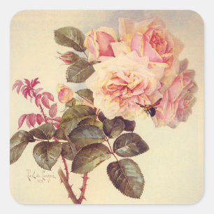 Adesivo Quadrado Abelha e Rosa
