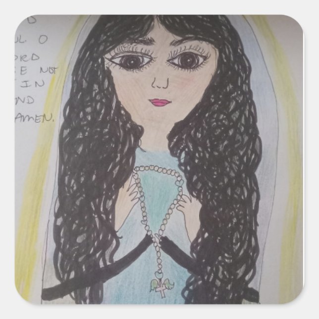 Adesivo Quadrado Abençoada Mãe cheio de Orações (Frente)