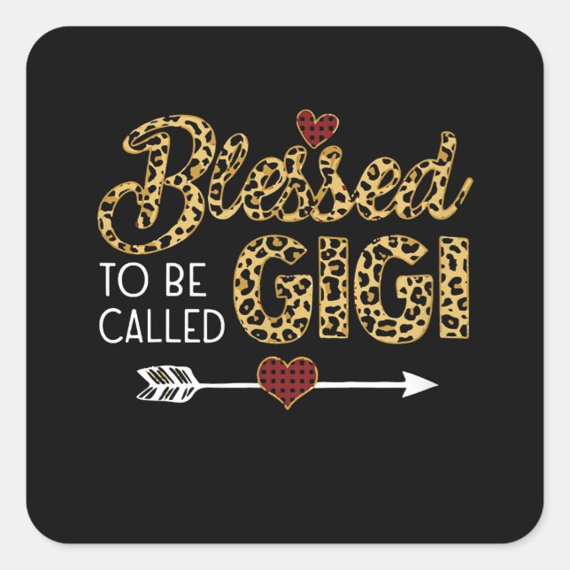 Adesivo Quadrado Abençoado Seja Chamado Gigi Leopart Red Xadrez (Frente)
