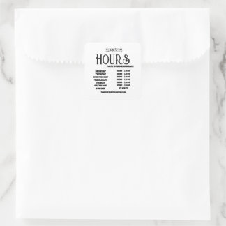 Adesivo Quadrado Abertura de Negócios com Logotipo Preto Minimalist