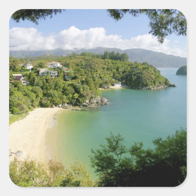 Adesivo Quadrado Able Tasman NP, Nelson, Nova Zelândia. As muitas (Frente)