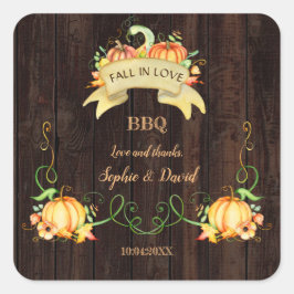 Adesivo Quadrado Abóbora de Aquarela de Outono Churrasco do Celeiro