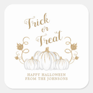 Adesivo Quadrado Abóbora de Halloween Cute Trick Or Treat