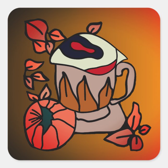 Adesivo Quadrado Abóbora e Víblias de Olhos Rebatíveis (Frente)