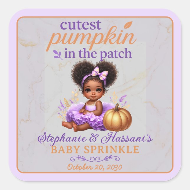 Adesivo Quadrado Abóbora mais fofa no Chá afro (Frente)