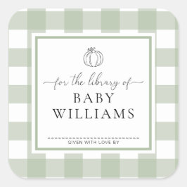 Adesivo Quadrado Abóbora Xadrez Verde Salvia Ex Libris