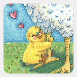 ADESIVO QUADRADO ABRA A SUA MÃE, PINTINHO DE BEBÊ BONITO AMA A MÃE 