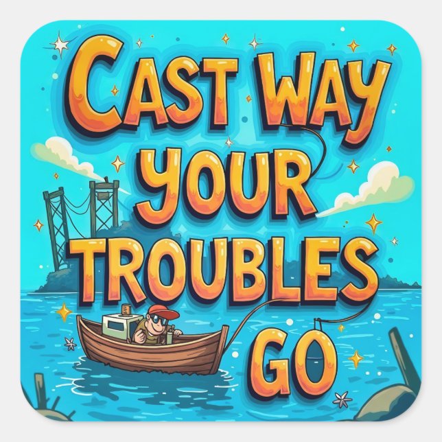 Adesivo Quadrado Abraçar a alegria da pesca (Frente)