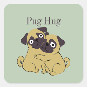 Adesivo Quadrado Abraço de pug