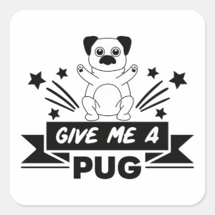 Adesivo Quadrado Abraço de Pug Mãe de Cachorrinho Pai de Cachorro M