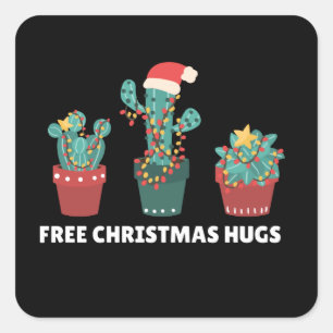 Adesivo Quadrado Abraços de Natal Grátis Plantas Cactus Square Sti